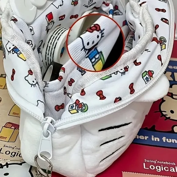 NEW Hello Kitty White Cosmetic Bag with Red Bow - Picture 2 of 2